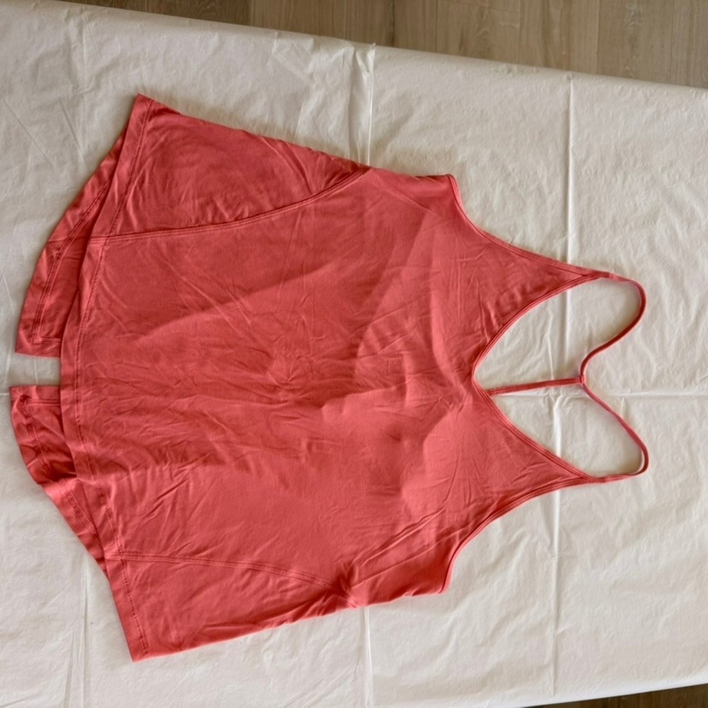 Lululemon Tank Top Women 8 Coral Good Modal Silk Blend Open Back LW1DHUS